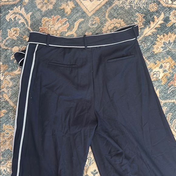 J. Crew for Net A Porter 12 Dark Blue Wide-Leg Pants with Striped Piping Accents - Picture 10 of 12